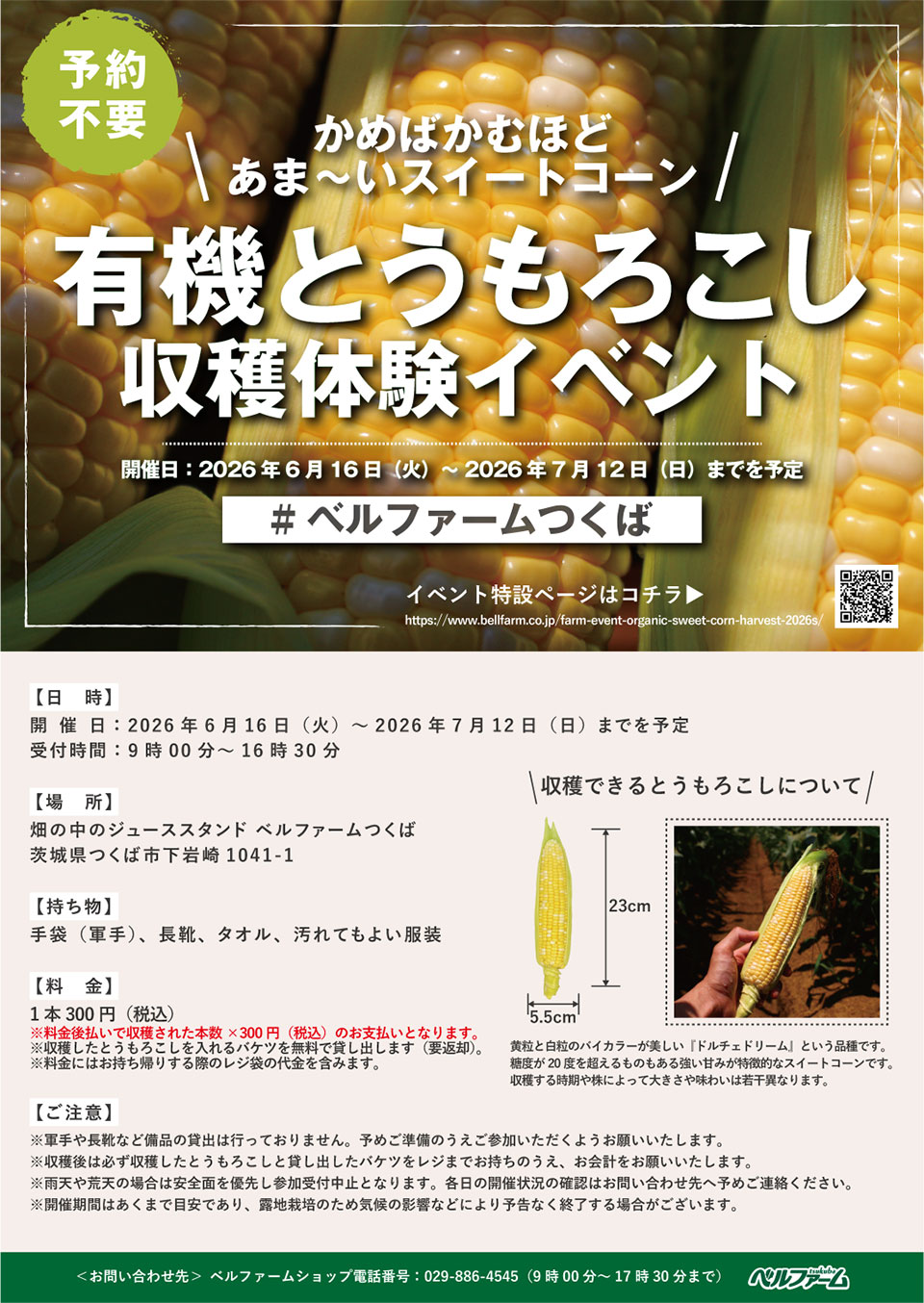 有機とうもろこし収穫体験イベント2026 フライヤー